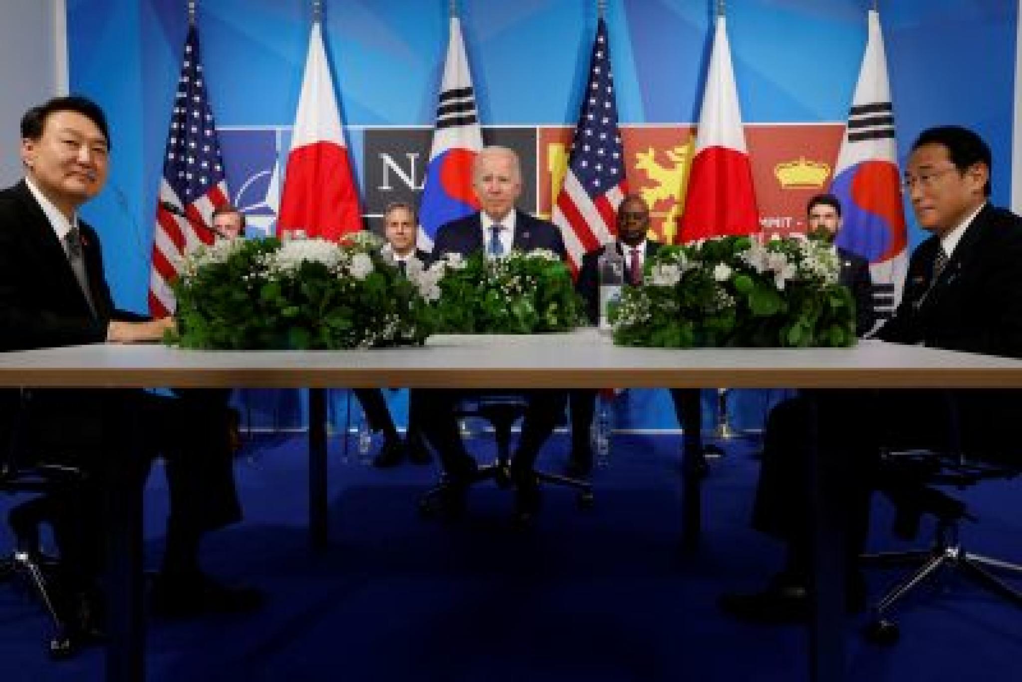 President Biden at table with South Korean diplomats