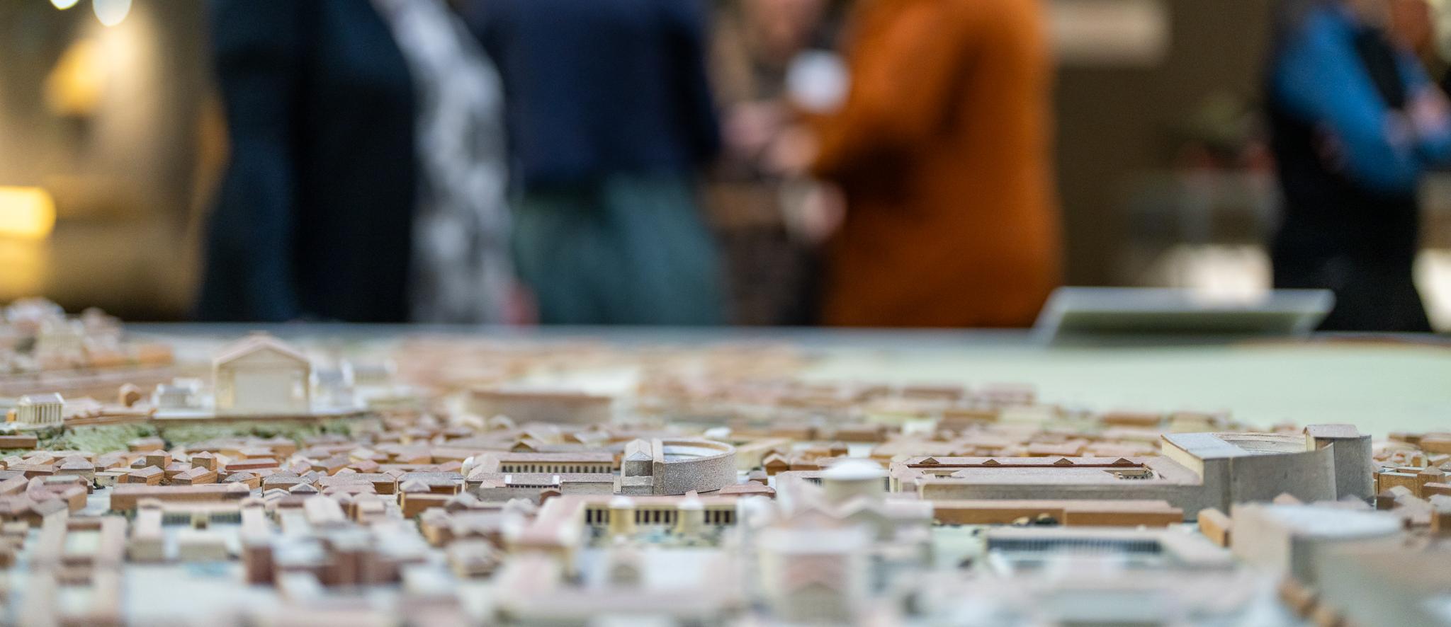 Architectural prototype with people in background