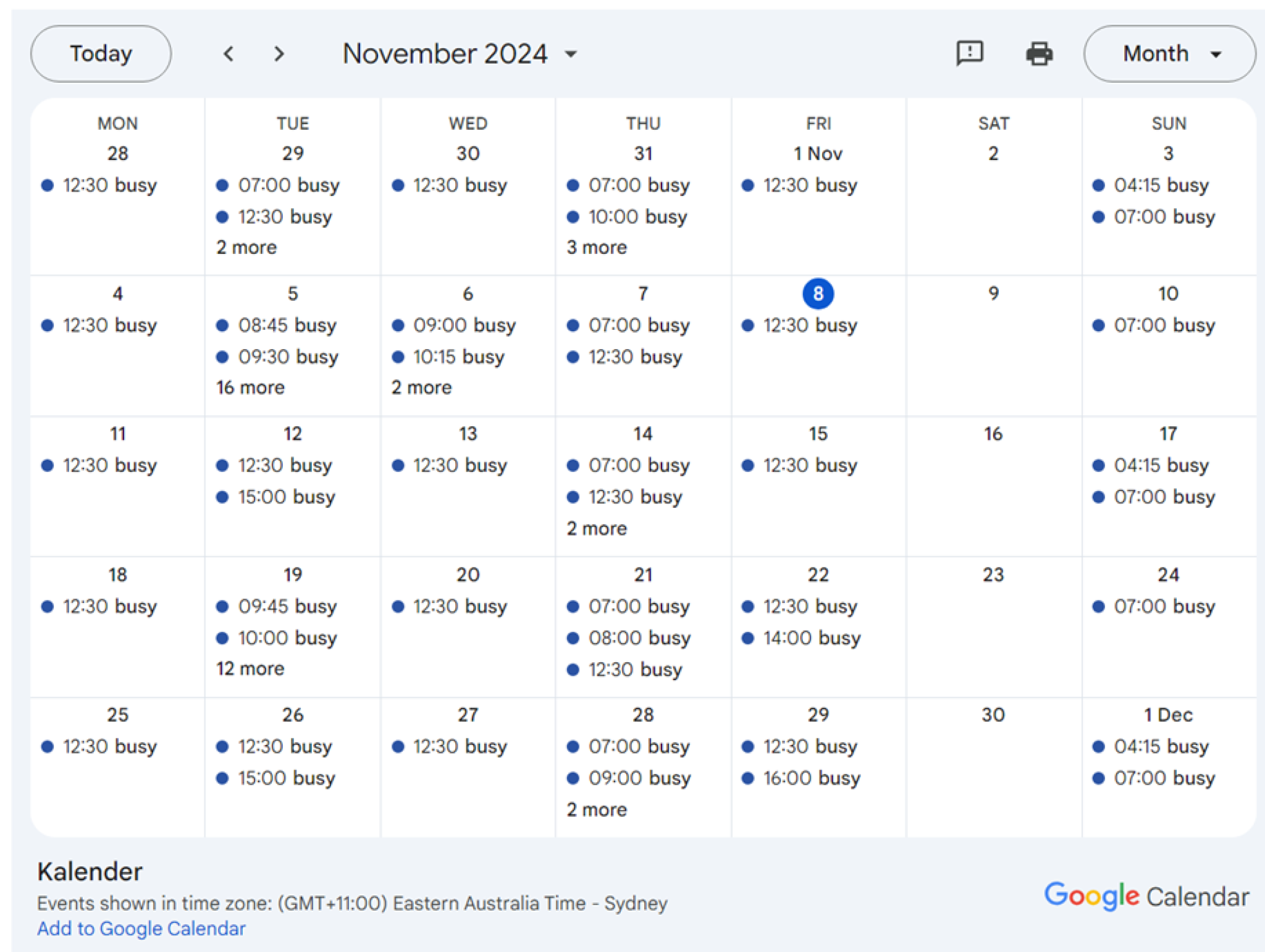 google calendar