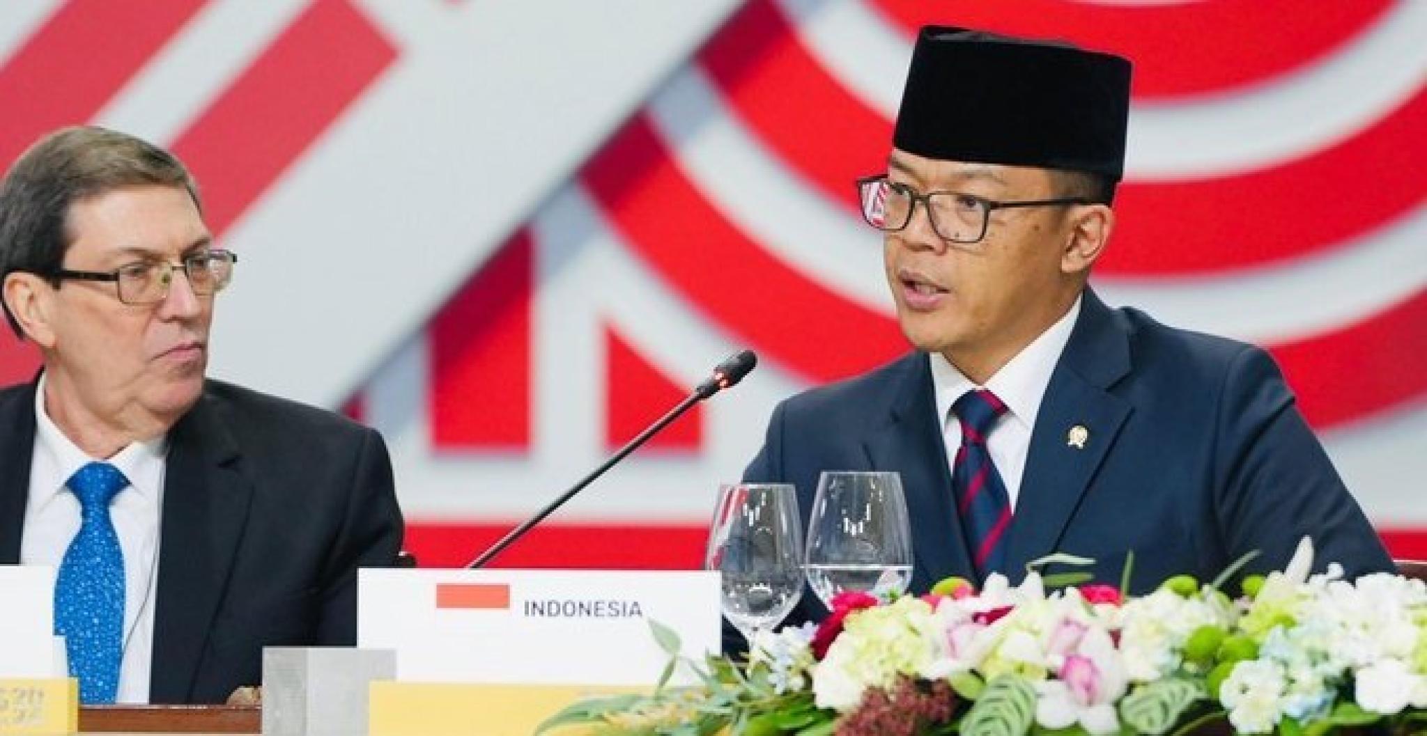 Image of Indonesian Foreign Minister Sugiono at the BRICS Plus Summit in Kazan