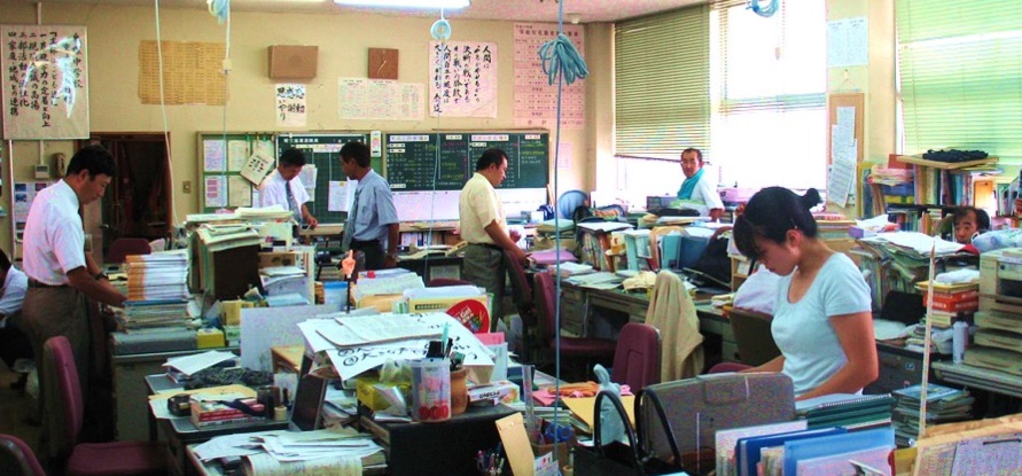 A teacher's room at Onizuka Middle School in Karatsu, Saga, Japan, 2005.