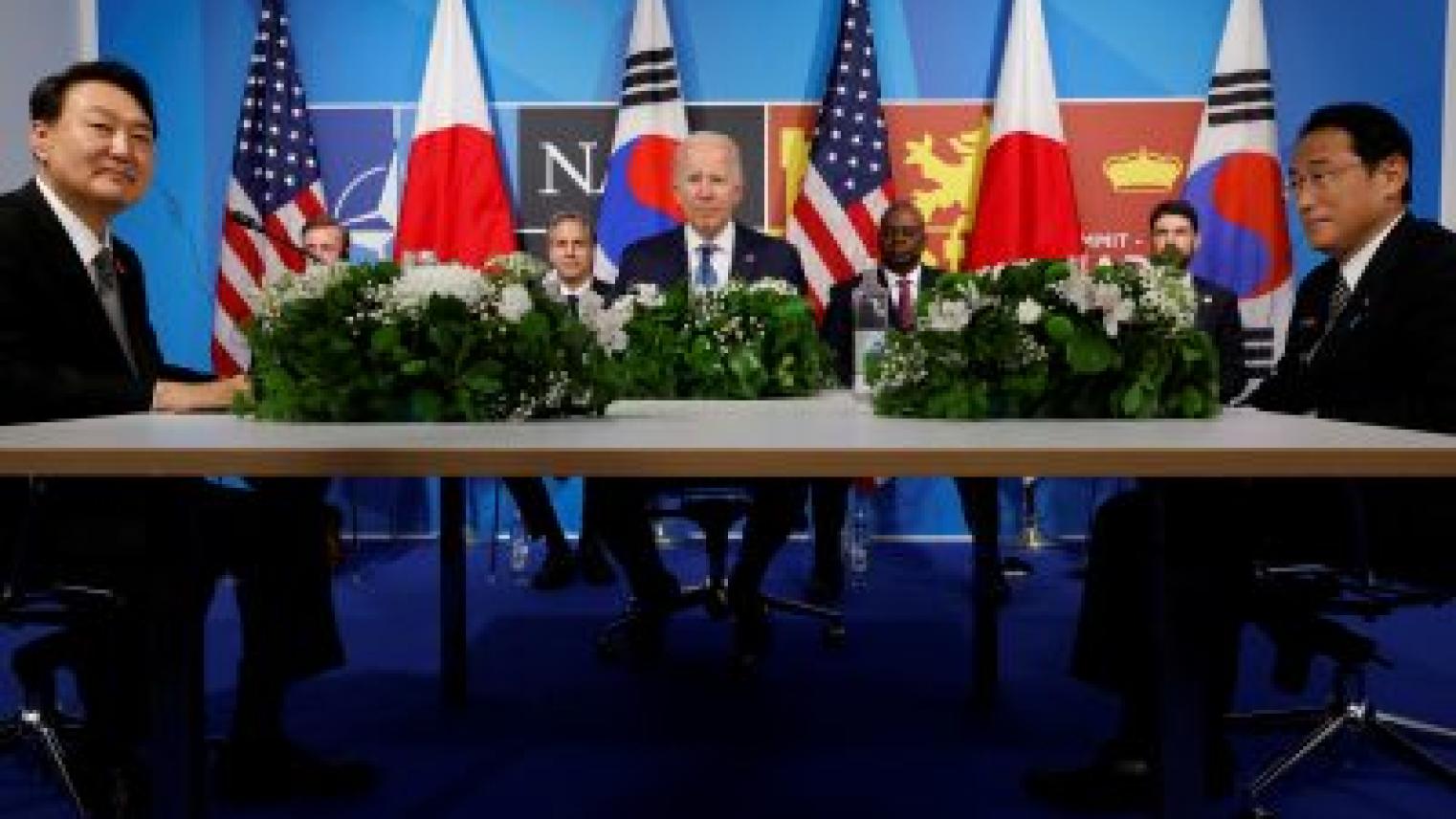 President Biden at table with South Korean diplomats