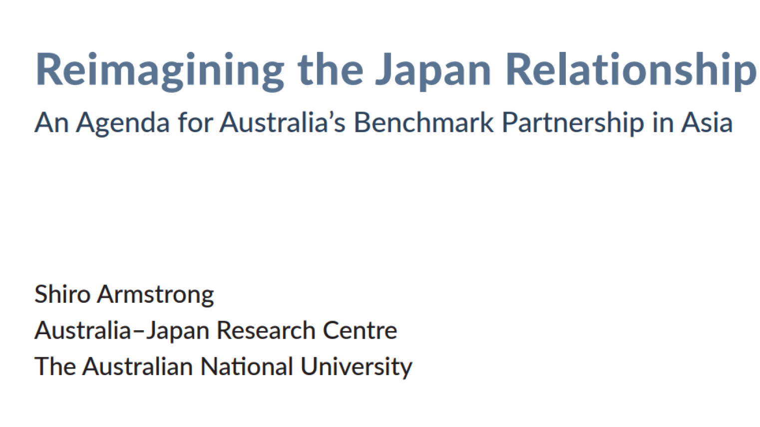 Reimagining the Japan Relationship report in English