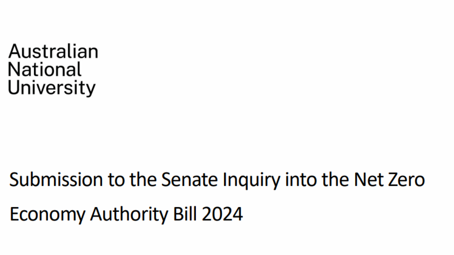 Submission to the Senate Inquiry into the Net Zero Economy Authority