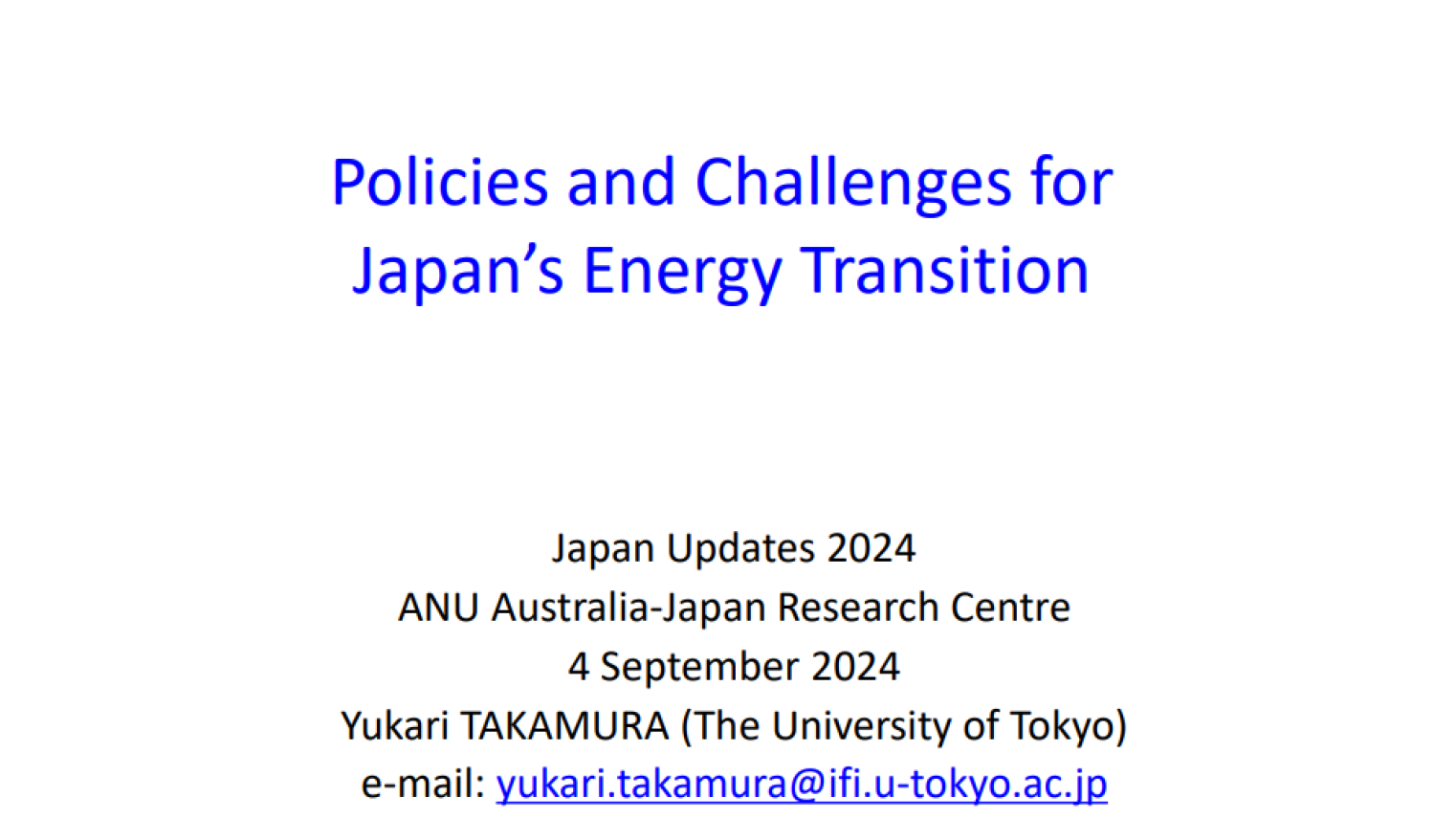 Policies and Challenges for Japan’s Energy Transition