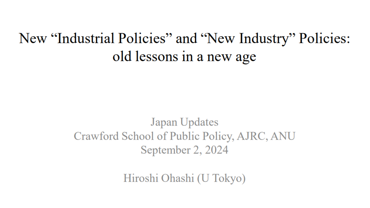 Japan Update 2024 Economy Panel slides Hiroshi Ohashi